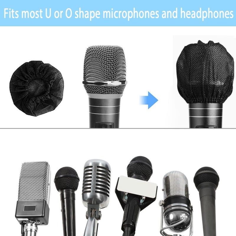 SUN PRO Microphone Covers Disposable 100pcs, Non-Woven,Clean No-Odor Windscreen Pop Filters Protective Cap for Handheld Karaoke Microphone - Image 2